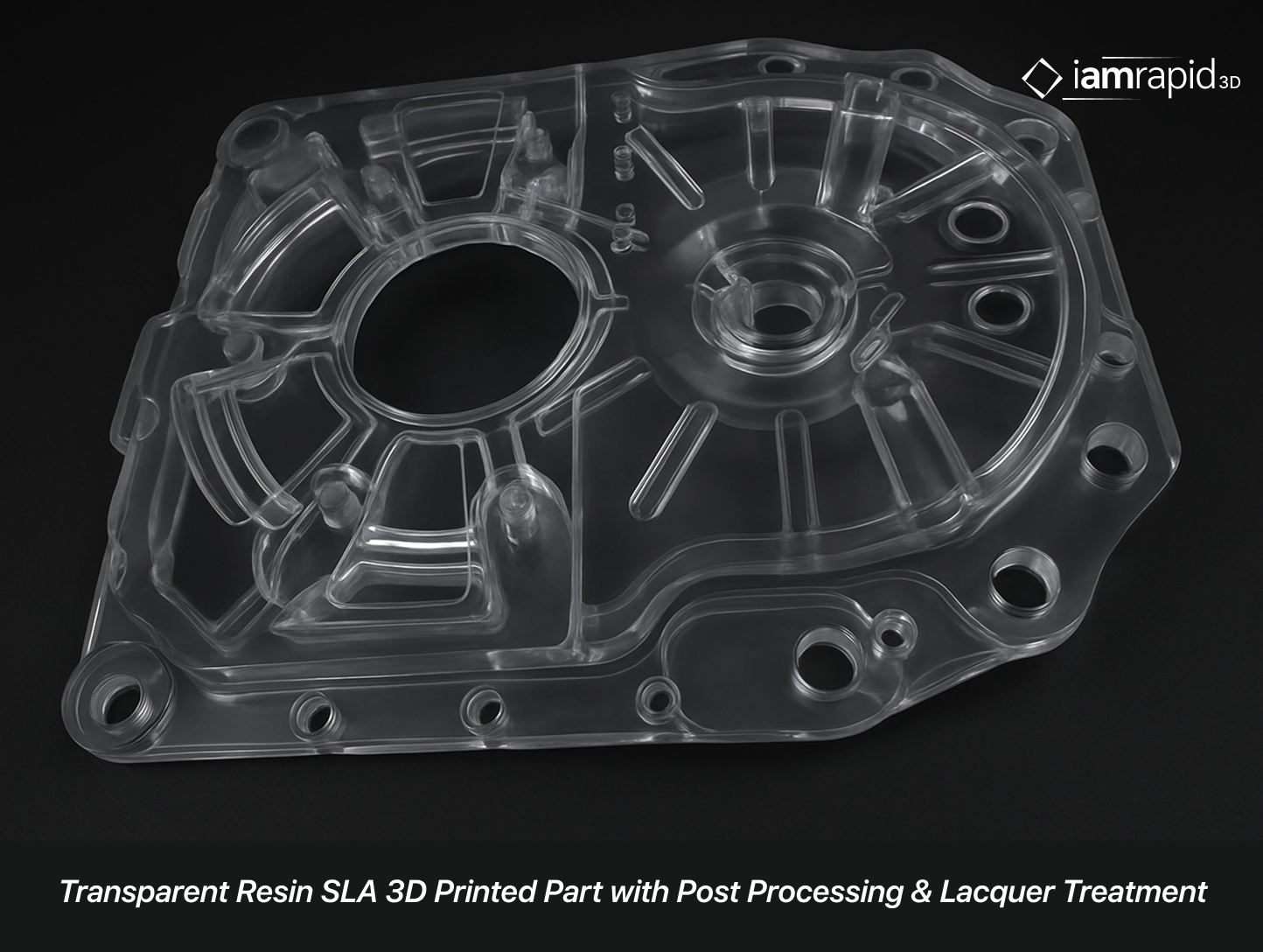 Transparent Resin SLA 3D printed part with post processing and lacquer treatment